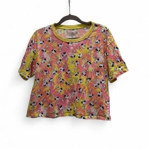 Snoopy Tie-Dye Cropped Tee - Pink & Yellow